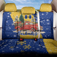 Barbados Christmas Back Car Seat Cover with Blue Yellow Xmas Snowflakes Red Truck and Coat of Arms - Wonder Print Shop