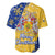 Barbados Christmas Baseball Jersey with Blue Yellow Xmas Snowflakes Red Truck and Coat of Arms - Wonder Print Shop