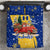 Barbados Christmas Bedding Set with Blue Yellow Xmas Snowflakes Red Truck and Coat of Arms - Wonder Print Shop