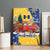 Barbados Christmas Canvas Wall Art with Blue Yellow Xmas Snowflakes Red Truck and Coat of Arms - Wonder Print Shop