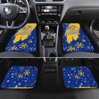 Barbados Christmas Car Mats with Blue Yellow Xmas Snowflakes Red Truck and Coat of Arms - Wonder Print Shop