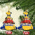 Barbados Christmas Ceramic Ornament with Blue Yellow Xmas Snowflakes Red Truck and Coat of Arms - Wonder Print Shop