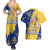 Barbados Christmas Couples Matching Summer Maxi Dress and Hawaiian Shirt with Blue Yellow Xmas Snowflakes Red Truck and Coat of Arms - Wonder Print Shop