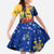 Barbados Christmas Family Matching Mermaid Dress and Hawaiian Shirt with Blue Yellow Xmas Snowflakes Red Truck and Coat of Arms - Wonder Print Shop