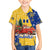 Barbados Christmas Family Matching Off Shoulder Maxi Dress and Hawaiian Shirt with Blue Yellow Xmas Snowflakes Red Truck and Coat of Arms - Wonder Print Shop