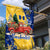 Barbados Christmas Garden Flag with Blue Yellow Xmas Snowflakes Red Truck and Coat of Arms - Wonder Print Shop