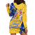 Barbados Christmas Hoodie Dress with Blue Yellow Xmas Snowflakes Red Truck and Coat of Arms - Wonder Print Shop