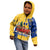 Barbados Christmas Kid Hoodie with Blue Yellow Xmas Snowflakes Red Truck and Coat of Arms - Wonder Print Shop