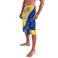 Barbados Christmas Lavalava with Blue Yellow Xmas Snowflakes Red Truck and Coat of Arms - Wonder Print Shop