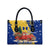 Barbados Christmas Leather Bag with Blue Yellow Xmas Snowflakes Red Truck and Coat of Arms - Wonder Print Shop