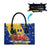 Barbados Christmas Leather Bag with Blue Yellow Xmas Snowflakes Red Truck and Coat of Arms - Wonder Print Shop