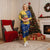 Barbados Christmas Pajama Set with Blue Yellow Xmas Snowflakes Red Truck and Coat of Arms - Wonder Print Shop