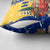 Barbados Christmas Pillow Cover with Blue Yellow Xmas Snowflakes Red Truck and Coat of Arms - Wonder Print Shop