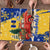 Barbados Christmas Puzzle with Blue Yellow Xmas Snowflakes Red Truck and Coat of Arms - Wonder Print Shop