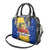 Barbados Christmas Shoulder Handbag with Blue Yellow Xmas Snowflakes Red Truck and Coat of Arms - Wonder Print Shop
