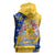 Barbados Christmas Sleeveless Zip Hoodie with Blue Yellow Xmas Snowflakes Red Truck and Coat of Arms - Wonder Print Shop