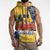 Barbados Christmas Sleeveless Zip Hoodie with Blue Yellow Xmas Snowflakes Red Truck and Coat of Arms - Wonder Print Shop