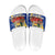 Barbados Christmas Slide Sandals with Blue Yellow Xmas Snowflakes Red Truck and Coat of Arms - Wonder Print Shop