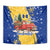 Barbados Christmas Tapestry with Blue Yellow Xmas Snowflakes Red Truck and Coat of Arms - Wonder Print Shop