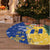 Barbados Christmas Tree Skirt with Blue Yellow Xmas Snowflakes Red Truck and Coat of Arms - Wonder Print Shop