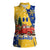 Barbados Christmas Women Sleeveless Polo Shirt with Blue Yellow Xmas Snowflakes Red Truck and Coat of Arms - Wonder Print Shop