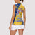 Barbados Christmas Women Sleeveless Polo Shirt with Blue Yellow Xmas Snowflakes Red Truck and Coat of Arms - Wonder Print Shop