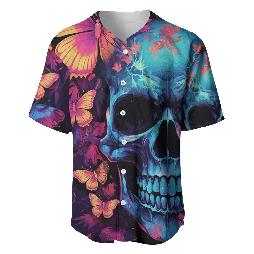 Fantasy Skull with Butterflies Baseball Jersey Love me or hate me i'm still gonna shine - Wonder Print Shop