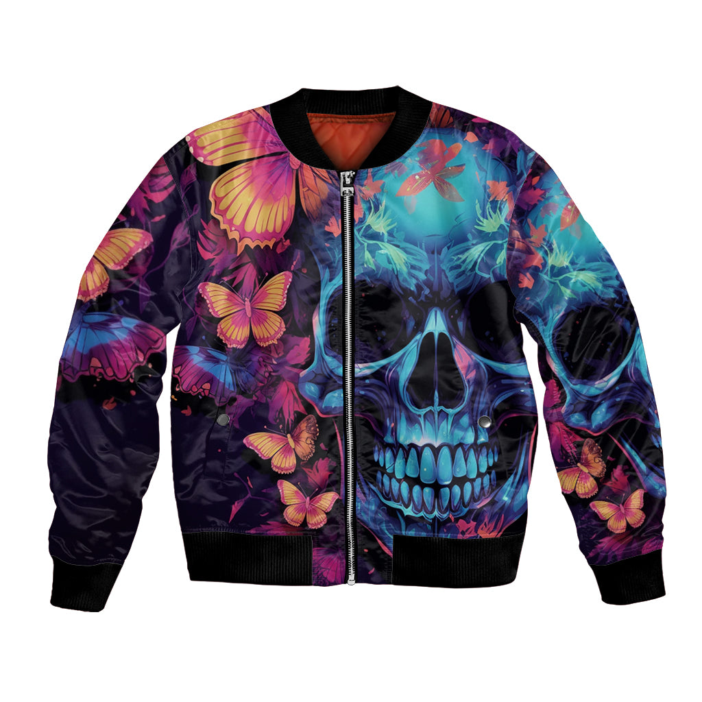 Fantasy Skull with Butterflies Bomber Jacket Love me or hate me i'm still gonna shine - Wonder Print Shop