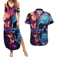 Fantasy Skull with Butterflies Couples Matching Summer Maxi Dress and Hawaiian Shirt Love me or hate me i'm still gonna shine - Wonder Print Shop