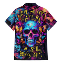 Fantasy Skull with Butterflies Family Matching Mermaid Dress and Hawaiian Shirt Love me or hate me i'm still gonna shine - Wonder Print Shop