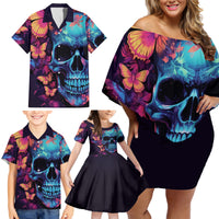 Fantasy Skull with Butterflies Family Matching Off Shoulder Short Dress and Hawaiian Shirt Love me or hate me i'm still gonna shine - Wonder Print Shop