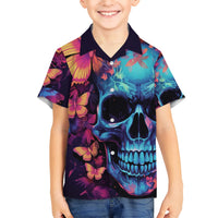 Fantasy Skull with Butterflies Kid Hawaiian Shirt Love me or hate me i'm still gonna shine - Wonder Print Shop