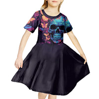 Fantasy Skull with Butterflies Kid Short Sleeve Dress Love me or hate me i'm still gonna shine - Wonder Print Shop