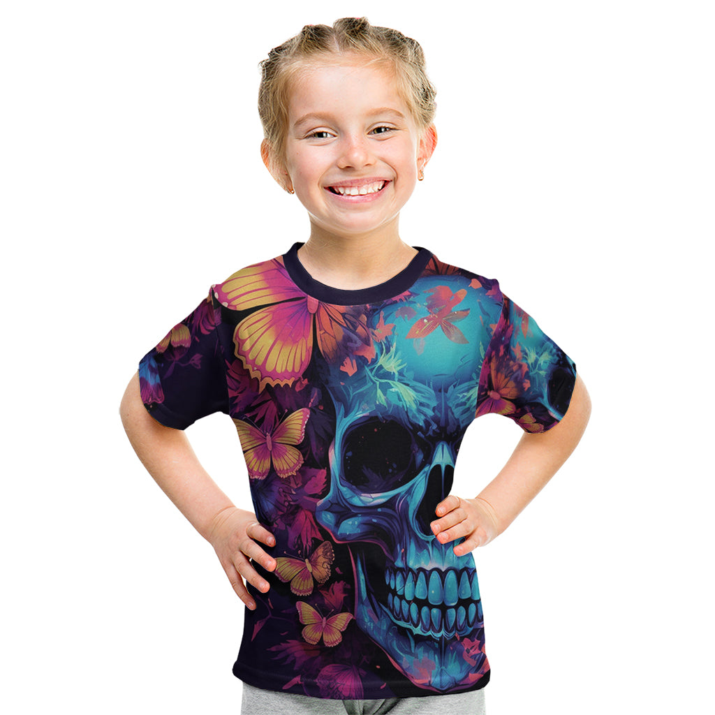 Fantasy Skull with Butterflies Kid T Shirt Love me or hate me i'm still gonna shine - Wonder Print Shop