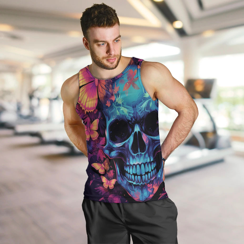 Fantasy Skull with Butterflies Men Tank Top Love me or hate me i'm still gonna shine - Wonder Print Shop