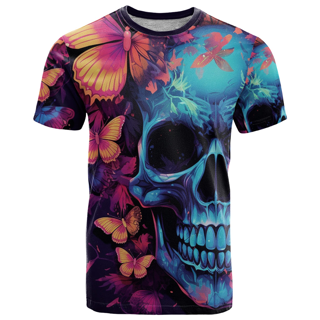 Fantasy Skull with Butterflies T Shirt Love me or hate me i'm still gonna shine - Wonder Print Shop