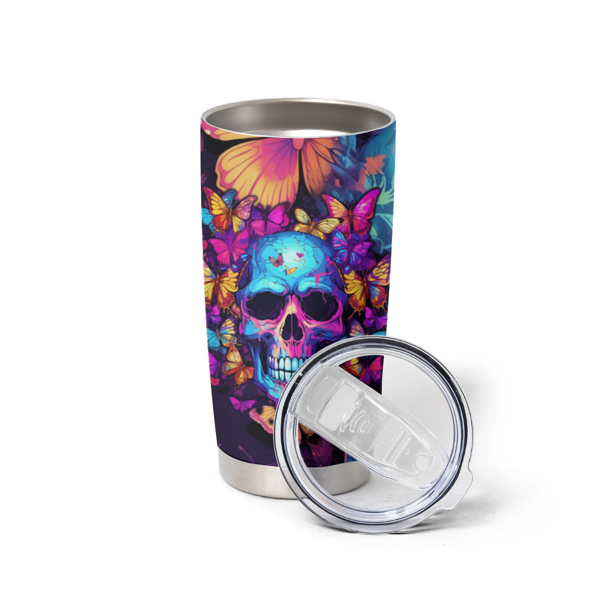 Fantasy Skull with Butterflies Tumbler Cup Love me or hate me i'm still gonna shine - Wonder Print Shop