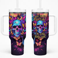 Fantasy Skull with Butterflies Tumbler With Handle Love me or hate me i'm still gonna shine - Wonder Print Shop