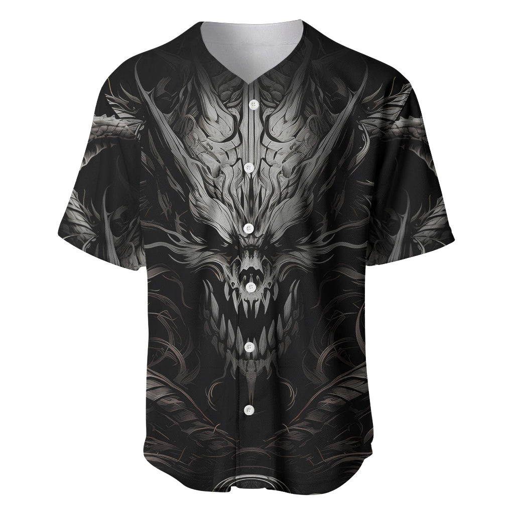 Demon Skull Baseball Jersey Always be yourself unless you can be a Dragon then always be a Dragon - Wonder Print Shop