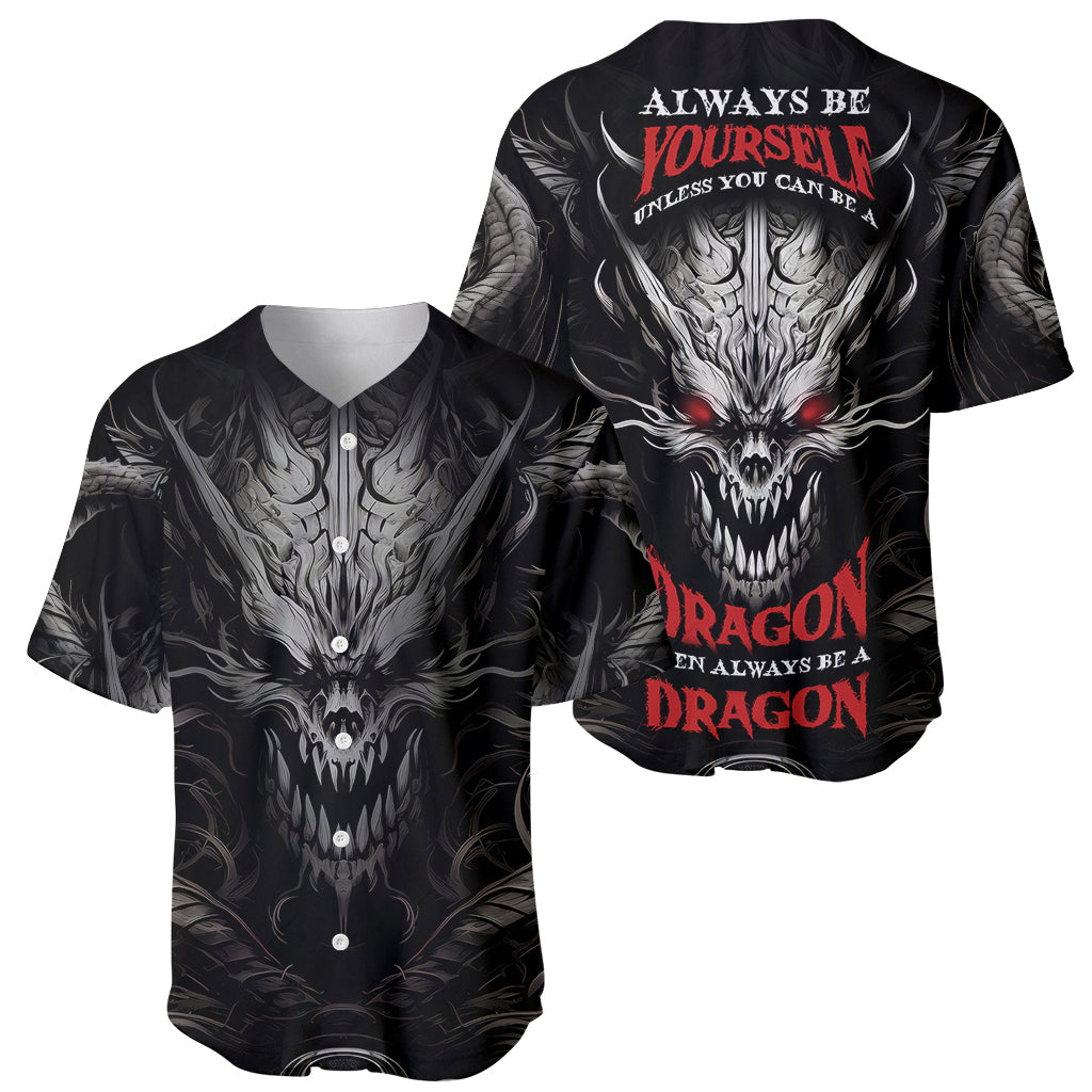 Demon Skull Baseball Jersey Always be yourself unless you can be a Dragon then always be a Dragon - Wonder Print Shop