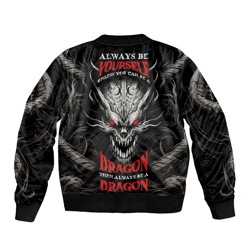 Demon Skull Bomber Jacket Always be yourself unless you can be a Dragon then always be a Dragon - Wonder Print Shop