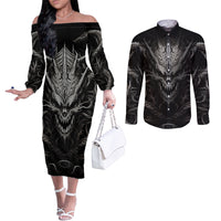 demon-skull-couples-matching-off-the-shoulder-long-sleeve-dress-and-long-sleeve-button-shirts-always-be-yourself-unless-you-can-be-a-dragon-then-always-be-a-dragon