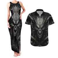Demon Skull Couples Matching Tank Maxi Dress and Hawaiian Shirt Always be yourself unless you can be a Dragon then always be a Dragon - Wonder Print Shop