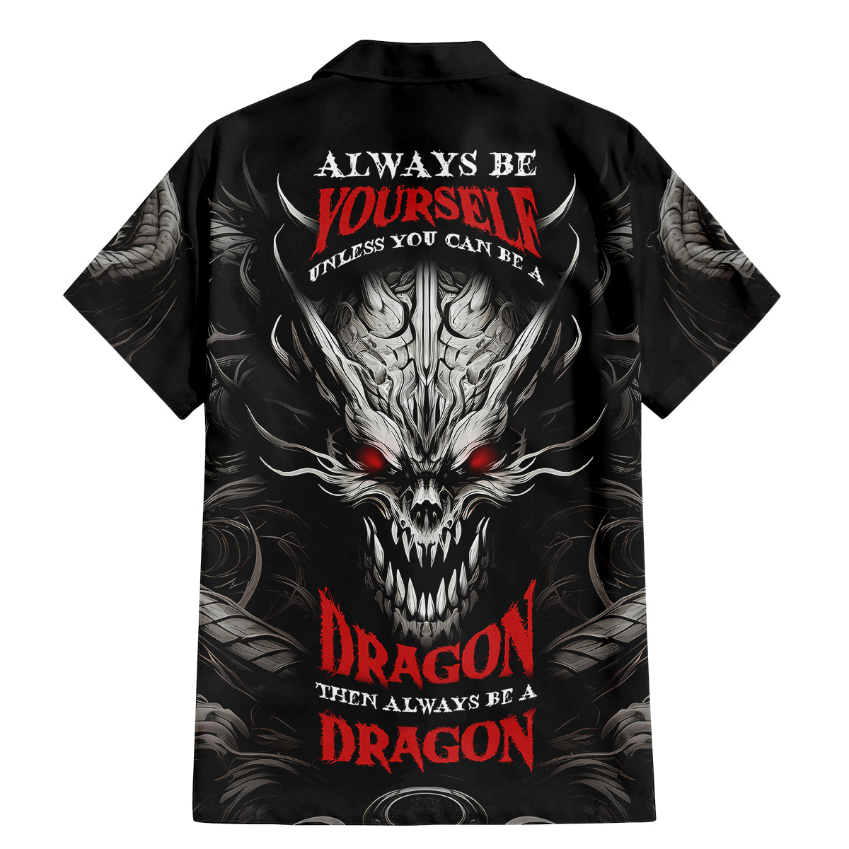 Demon Skull Family Matching Mermaid Dress and Hawaiian Shirt Always be yourself unless you can be a Dragon then always be a Dragon - Wonder Print Shop