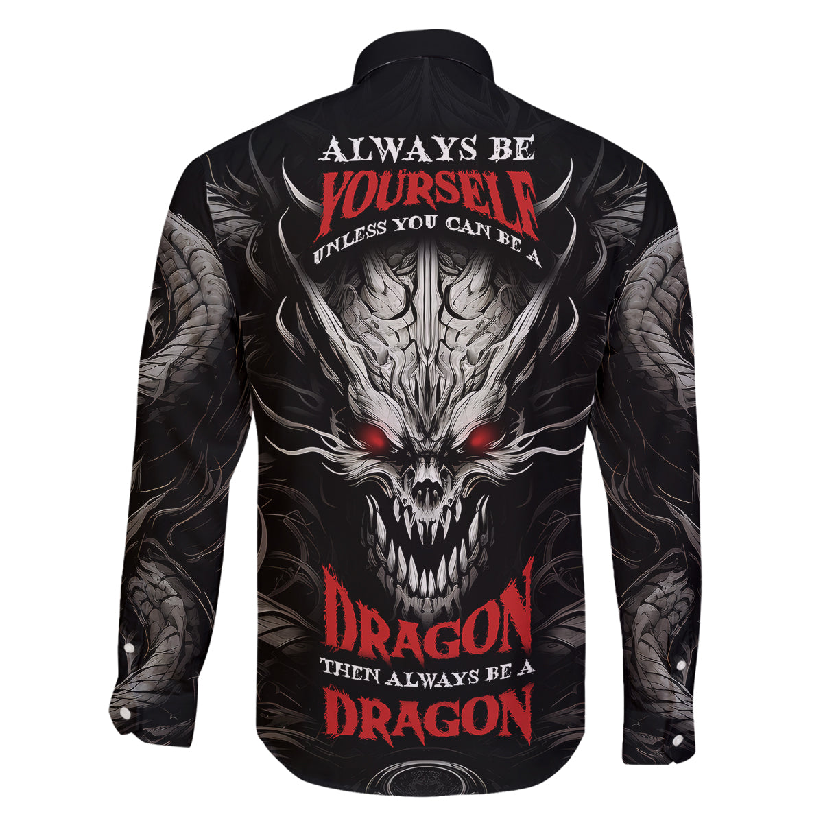 Demon Skull Family Matching Mermaid Dress and Hawaiian Shirt Always be yourself unless you can be a Dragon then always be a Dragon - Wonder Print Shop