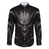 Demon Skull Family Matching Off Shoulder Long Sleeve Dress and Hawaiian Shirt Always be yourself unless you can be a Dragon then always be a Dragon - Wonder Print Shop