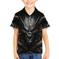 Demon Skull Family Matching Off Shoulder Long Sleeve Dress and Hawaiian Shirt Always be yourself unless you can be a Dragon then always be a Dragon - Wonder Print Shop