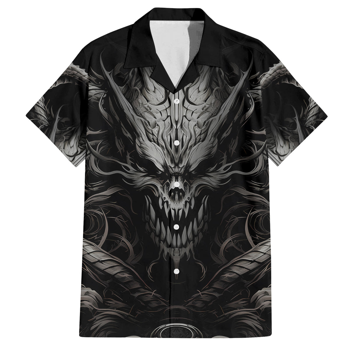 Demon Skull Family Matching Off Shoulder Short Dress and Hawaiian Shirt Always be yourself unless you can be a Dragon then always be a Dragon - Wonder Print Shop