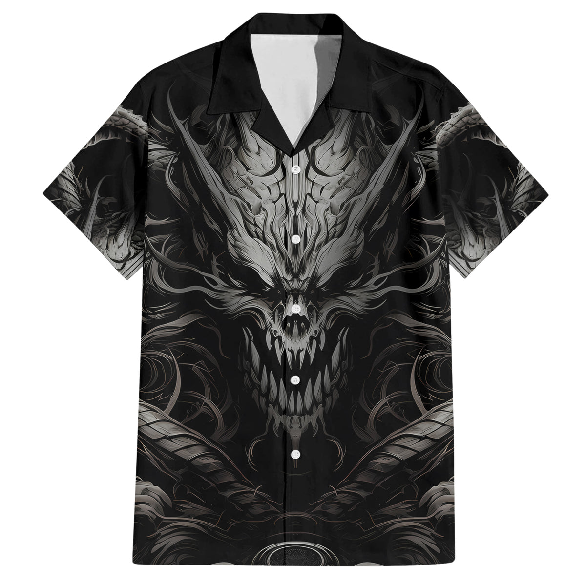 Demon Skull Family Matching Short Sleeve Bodycon Dress and Hawaiian Shirt Always be yourself unless you can be a Dragon then always be a Dragon - Wonder Print Shop