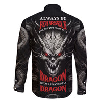 Demon Skull Family Matching Summer Maxi Dress and Hawaiian Shirt Always be yourself unless you can be a Dragon then always be a Dragon - Wonder Print Shop